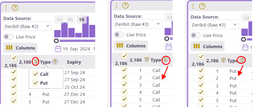 Filter and / or Sort the Type field