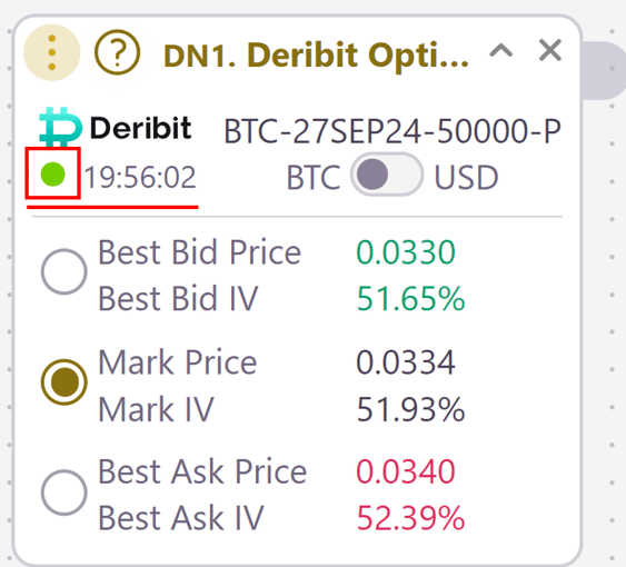 Option data is updated in real-time.